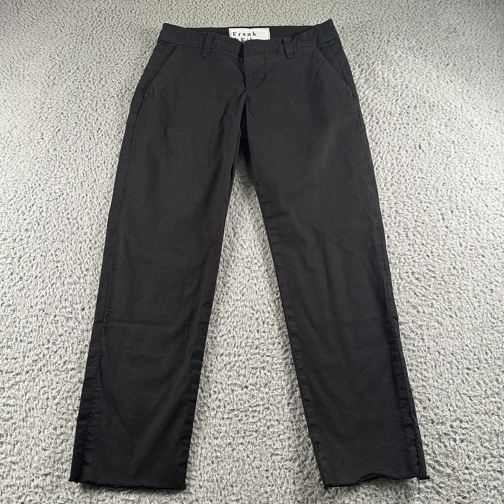 Frank & Eileen Wicklow Chino Pants Womens 00 Black Twill Slim Stretch Lined